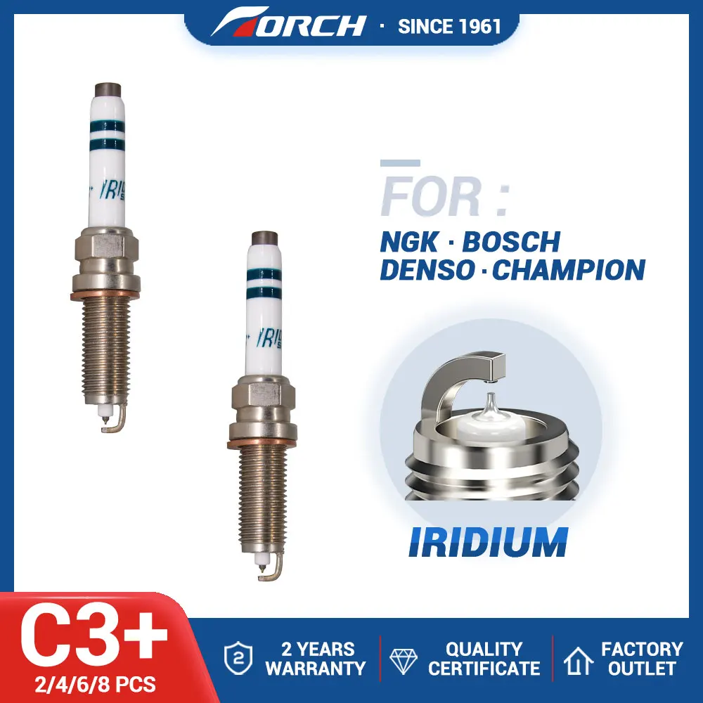 2-8PCS Iridium Spark Plugs Torch C3+ for TORCH LD8RKIP for SILZKFR8D7S SILZKFR8E7S for V6SII3328 Candles Auto Replacement Parts