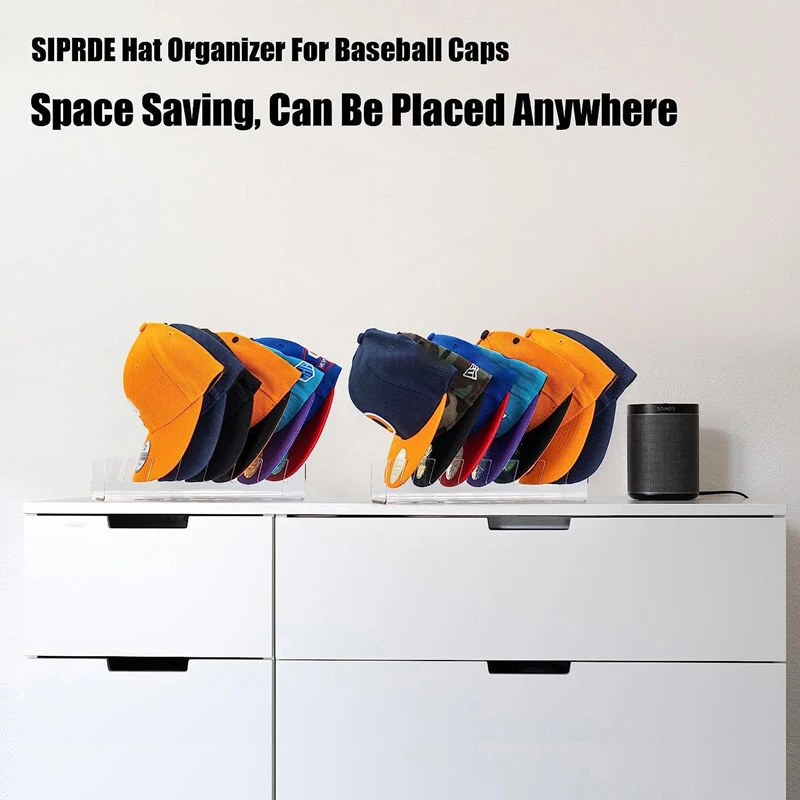 Acrílico Baseball Cap Display Rack, 7 Buracos, Durável, Claro, Suporte para Armário Doméstico, Armazenamento, Organização, Decoração, Loja