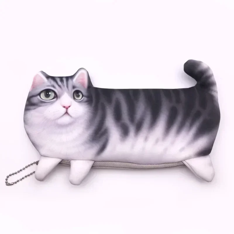 New 3D Simulate Cat Pencil Bag Large Capacity Lovely Cartoon Pen Cases Receive Bags Schoolgirl Cloth Art School Stationery
