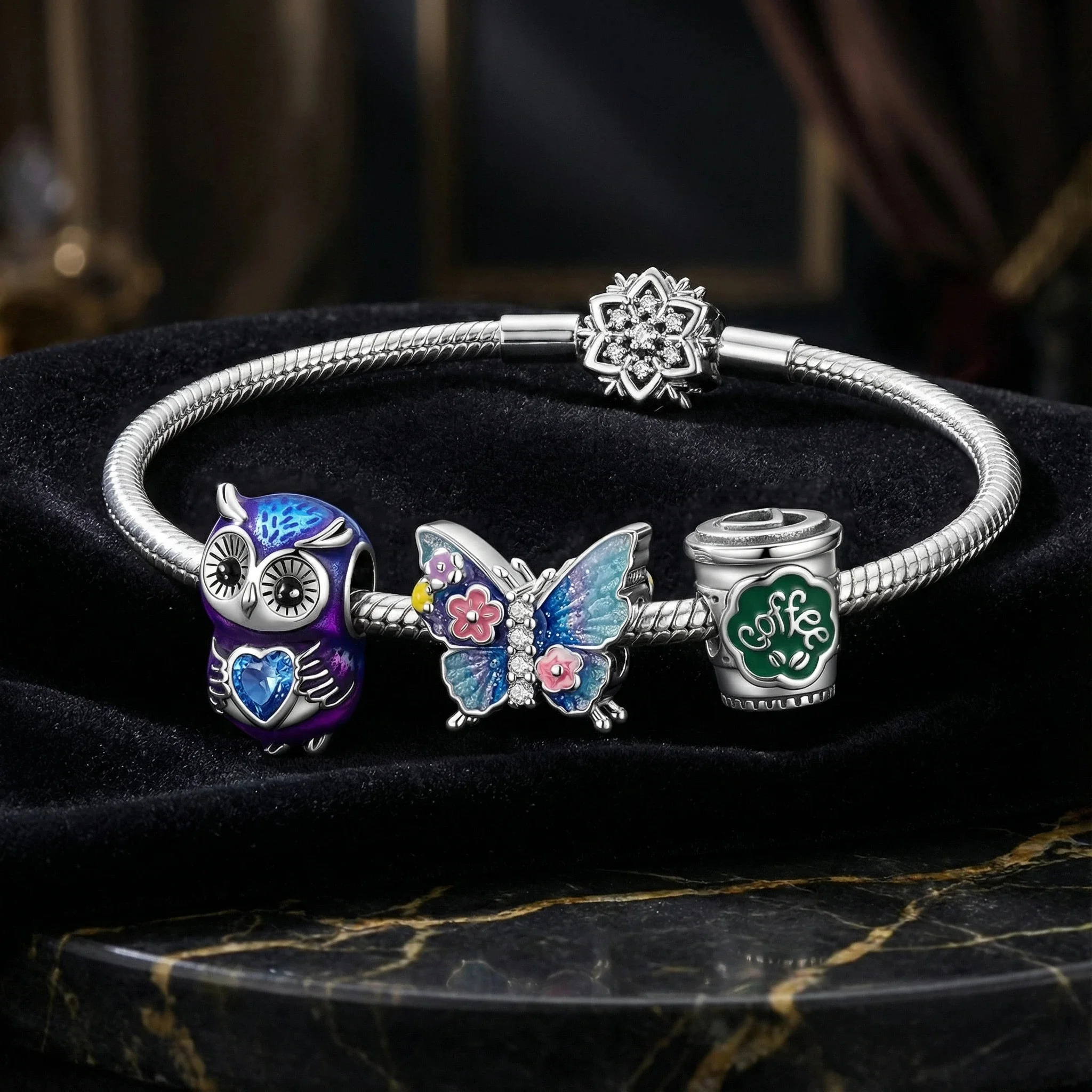 

Подвеска-шарм из стерлингового серебра 925 пробы в виде совы и бабочки с кубическим цирконием, для браслетов и ожерелий своими руками, подарок для нее, Colgante Plata