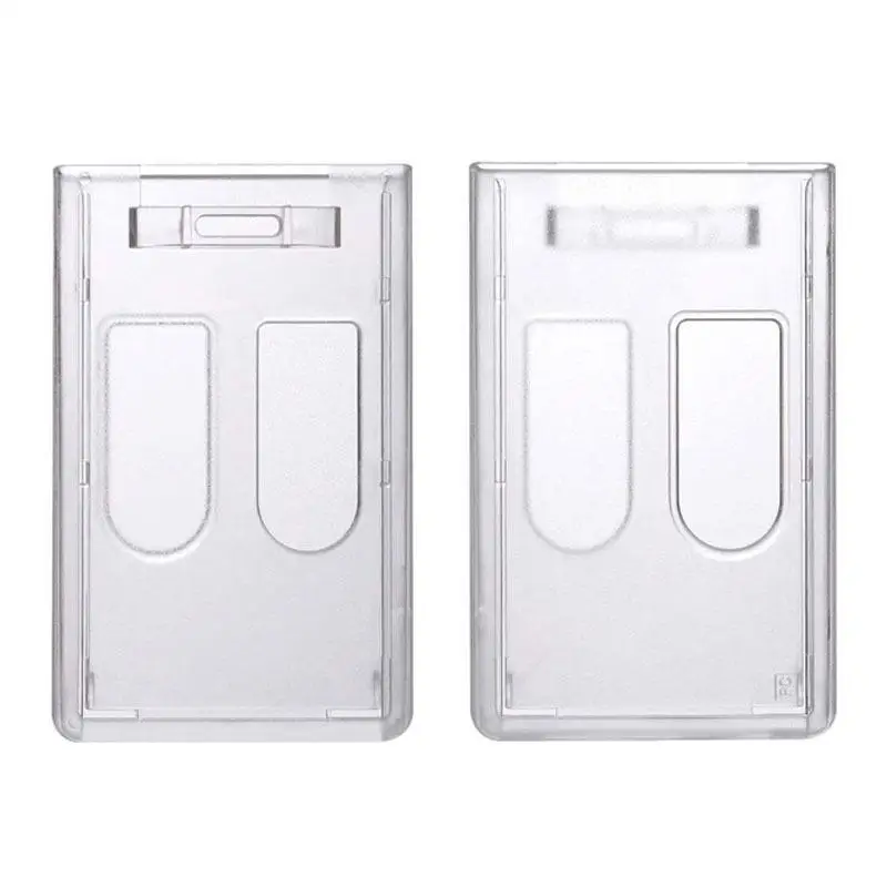 Unisex Portable Work ID Card Pouch Anti-fall Hard Plastic Name Card Holder Protector for School Office Use〔88〕