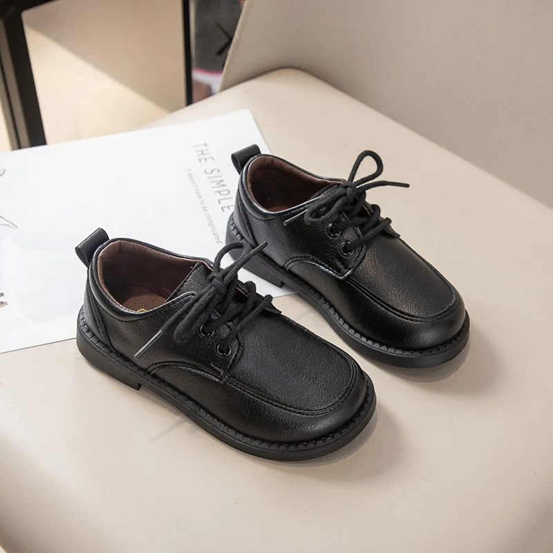 JGSHOWKITO Frühling Herbst Kinder Lederschuhe Neue Schwarze Jungen Schuluniform Flache Schuhe Lässige Mode Kinder Formelle Anzugschuhe – Detail 12