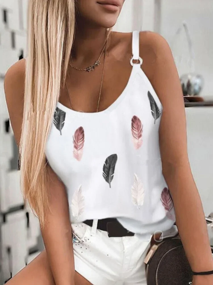 GELITAYIN Summer hot casual round neck printed tank top in Europe and America 0046