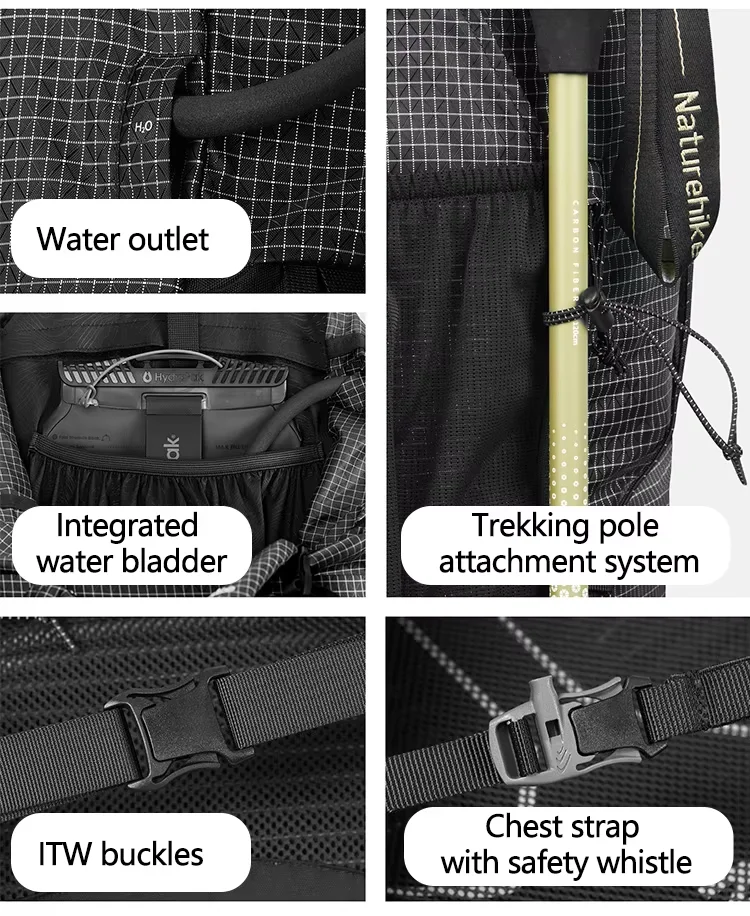 Naturehike Wanderrucksack 60+5L Große Kapazität Rock Series 2.0 Outdoor-Sporttasche Camping Klettern Reise Wasserdichter Rucksack – Detail 34