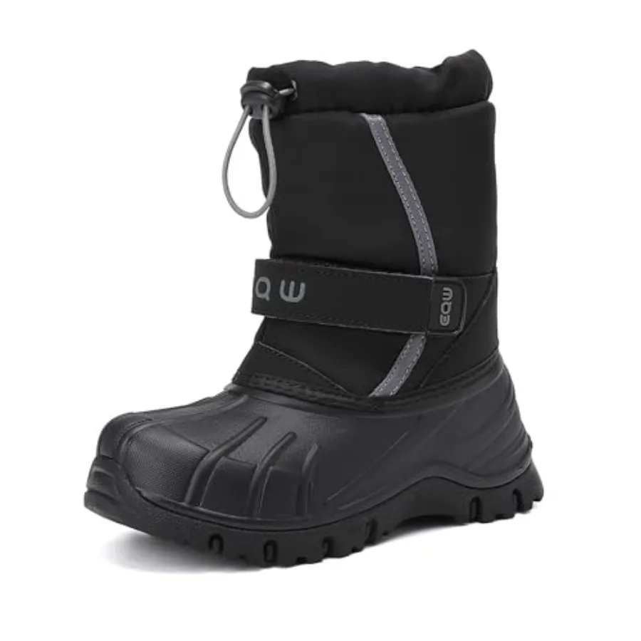 

EQW Snow Boots Waterproof Winter Boots for Boys and Girls Slip-on Warm Fur Lined Non-Slip Insulated Ankle Shoes