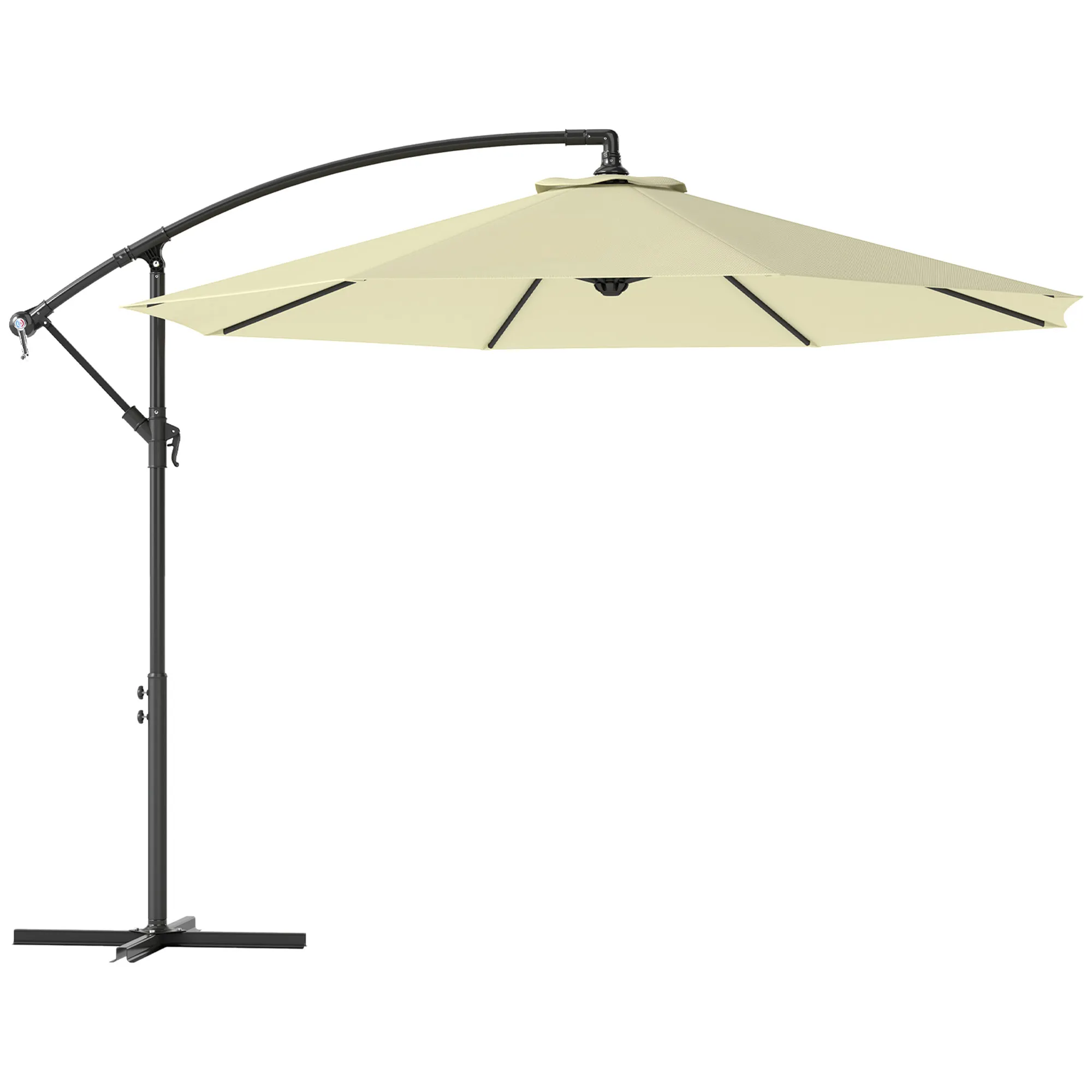 10' Cantilever Hanging Tilt Offset Patio Umbrella with Uv & Water Resistant Material and Cross Base (Weight Not Included), Beige