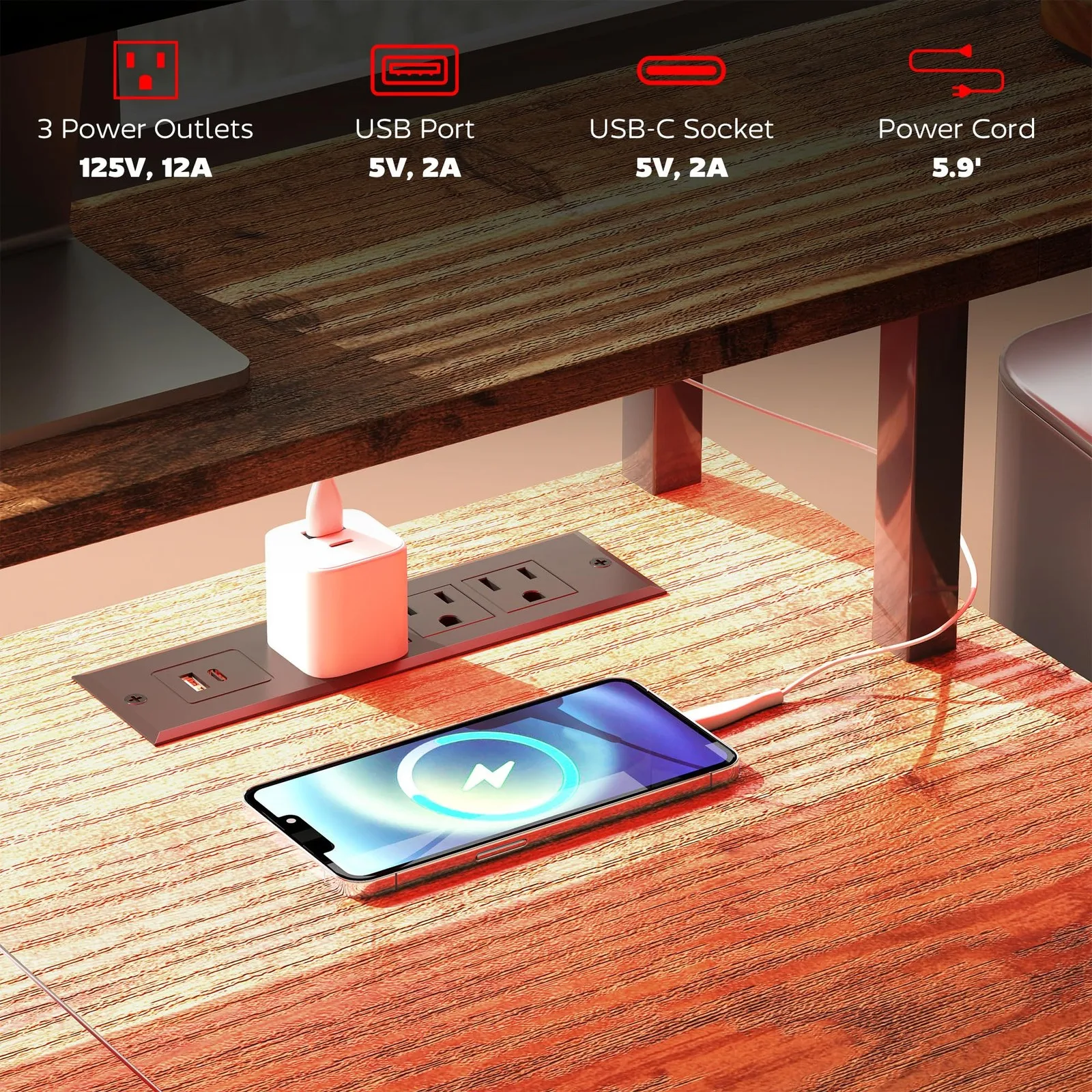 Computer Desks67 inch gaming desk with file cabinet and fabric drawers computer table for home office workspace organization and