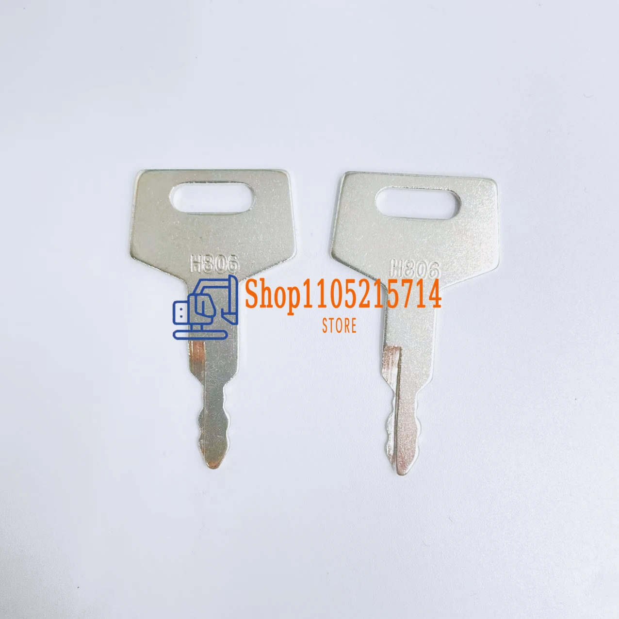 2pcs H806 Excavator Key with Keychain for Takeuchi 60/75150/160/175/180 Fuel Tank Cover Ignition Switch Start Key