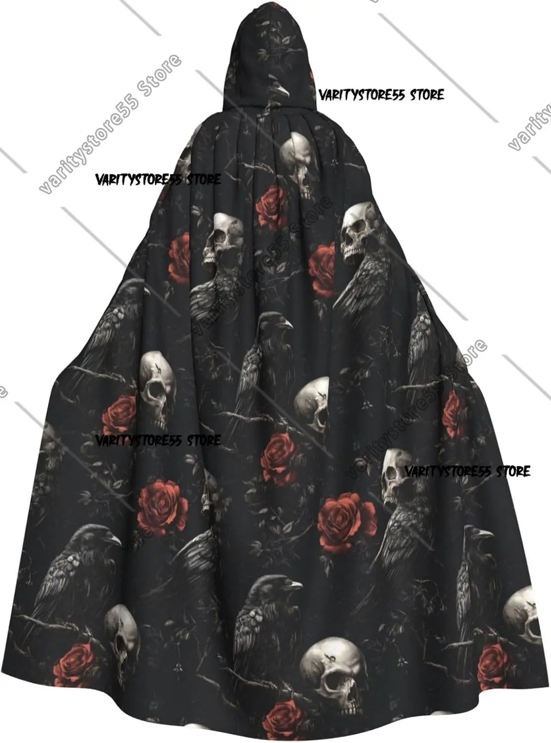 

Skull Halloween Adult Hooded Cape Cloak Witch Robe Cloaks for Men Women Cosplay Party Costumes