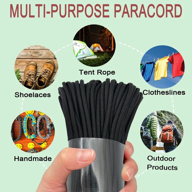 Neue Farben 100FT 31M Hochwertiges Paracord 550 Typ III 7-Strang Mehrfarbiges Seil für Wandern Camping DIY Handgemachtes Seil Großhandel – Detail 3