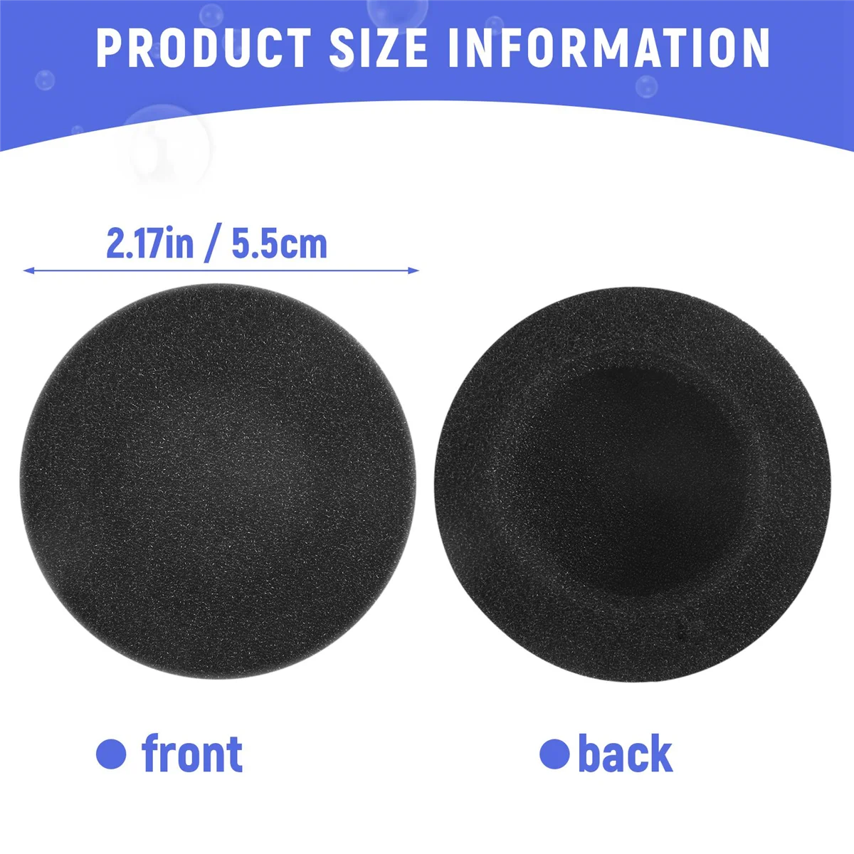 4 pares de fundas de almohadillas de repuesto para auriculares de 55 mm, color negro