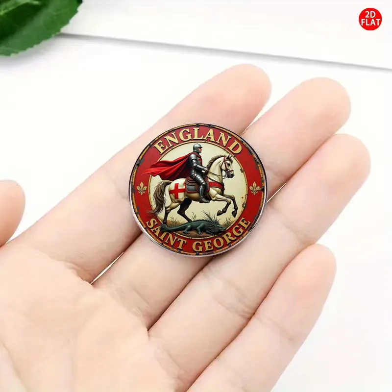 2D Flat - 1pc 2D Flat Brooch of St. George from England, a Unique Corsage Badge for Clothing, Backpacks, Necklines, And Hats, Ve