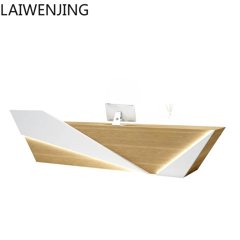 HLZ Company Front Desk Modern Lacquer Light Luxury Reception Desk Irregular Bar Counter