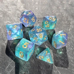 7Pcs/Set Blue Starry Sky Dice for DND Dungeons and Dragons Table Games D&D RPG Tabletop Roleplaying