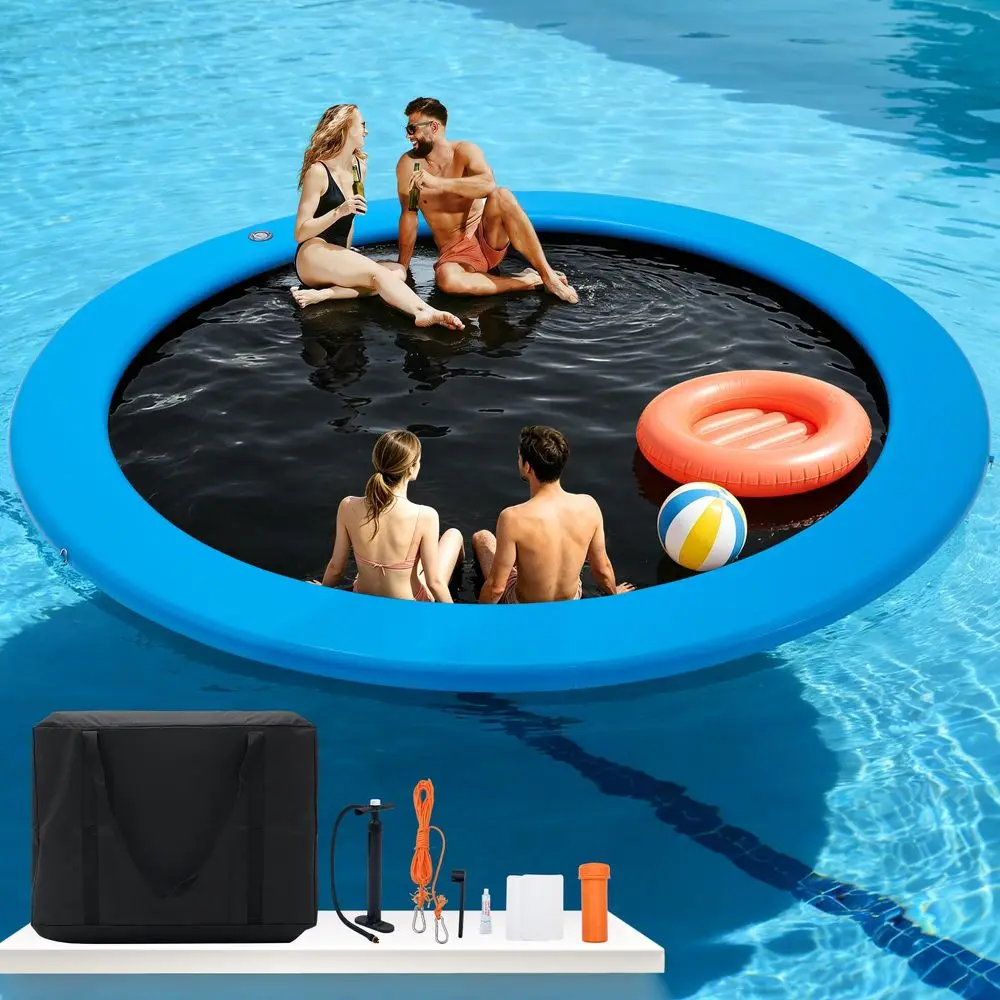 

Round Inflatable Water Hammock, Floating Dock Heavy Duty Sunchill Float Ring for Adults, Tanning Pool Float Raft for Lake, Ocea