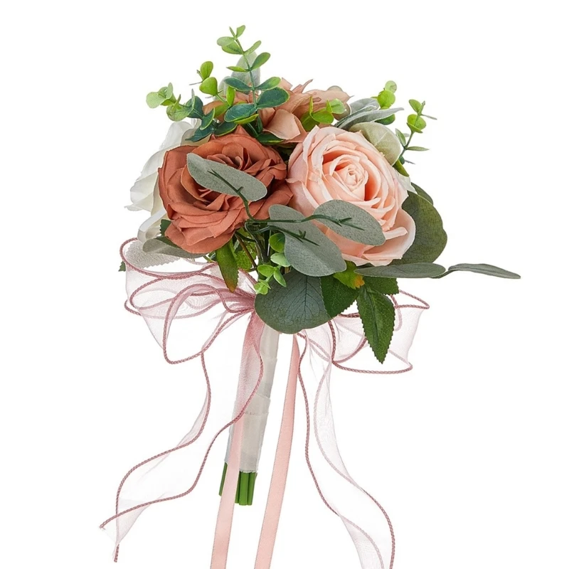Elegante buquê casamento rosas artificiais decoração noiva com flores seda artificial