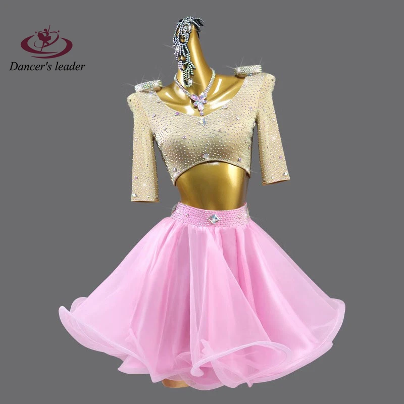 

Latin Dance New Professional Competition Dress High-end Custom Performance Clothing Split High-end Flower Clothing Test Grade