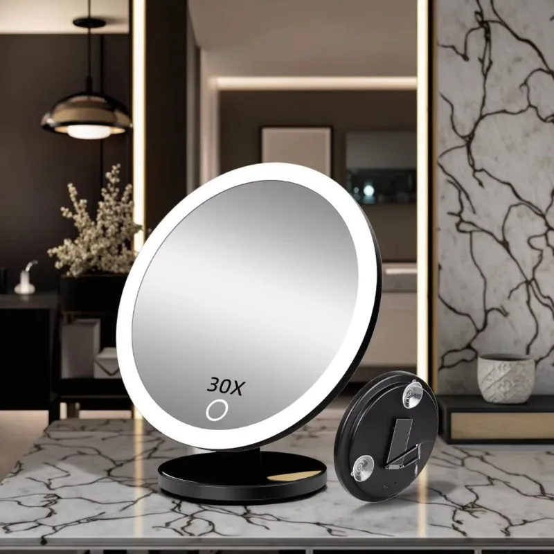

Inch Rechargeable Light Emitting Diode Amplified Makeup Mirror 360 Rotatable Makeup Mirror Suction Cup 10X 20X 30X Single