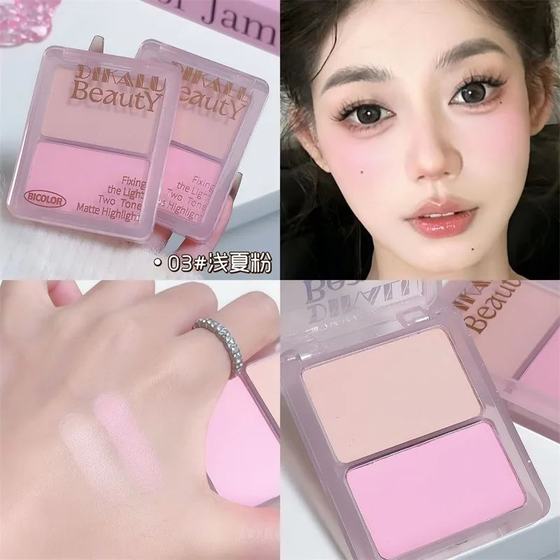 Surligneur de Contour mat Duo 2 nuances poudre sculptante pour le visage définition naturelle éclaircir sous les yeux Palette de fard à joues végétalien