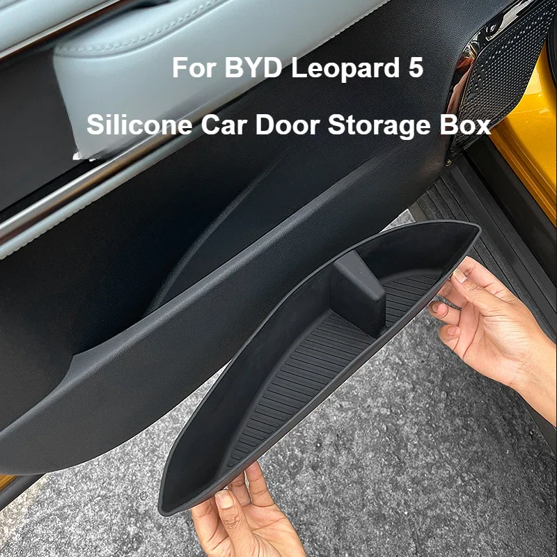 Car Door Side Storage Box For BYD Leopard 5 2023 2024 Front Rear Door Handle Organizer Tray  Interior Accessories