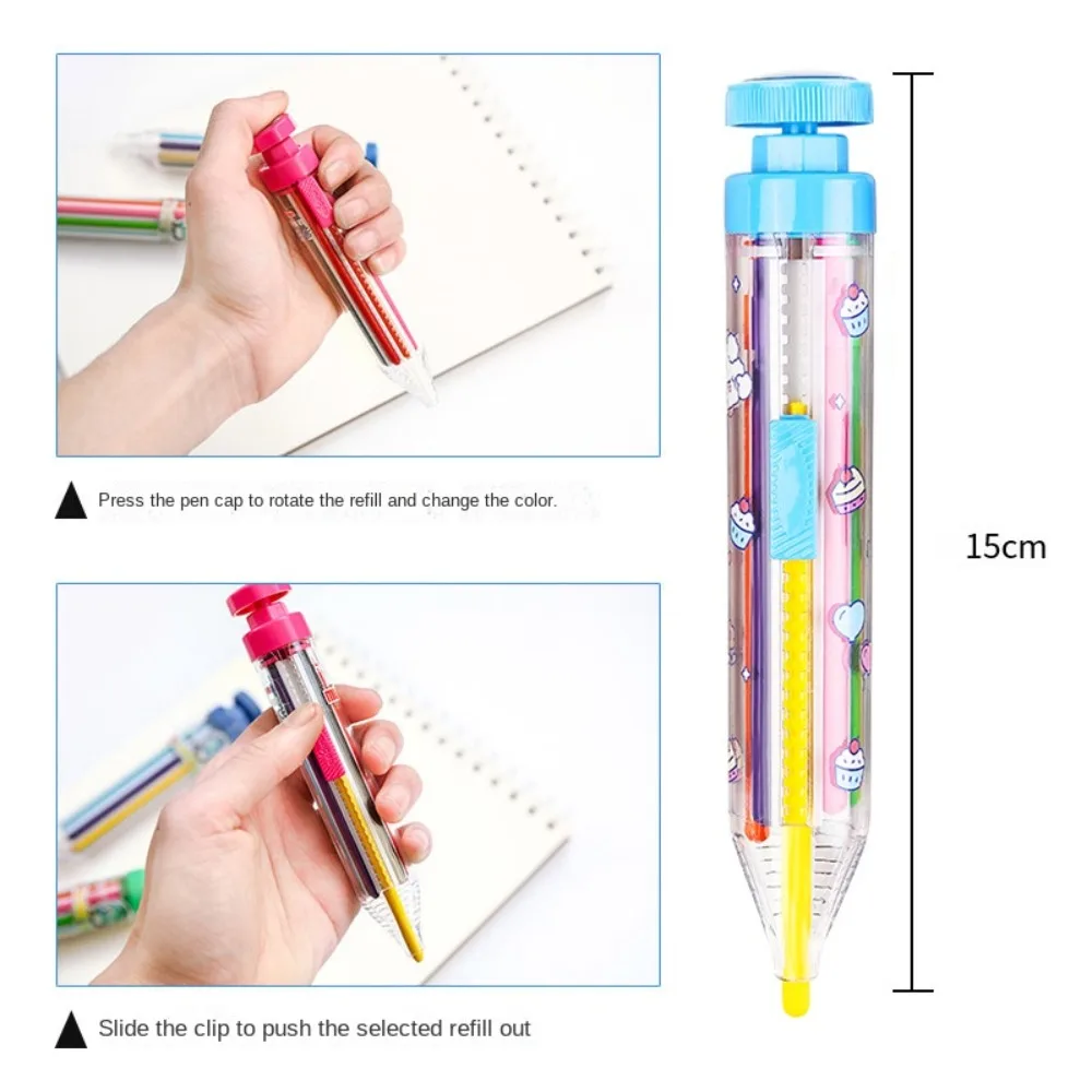 New ABS Multicolor Crayons 8 In 1 DIY Colored Pencil Portable Push Style Painting Tools Kids