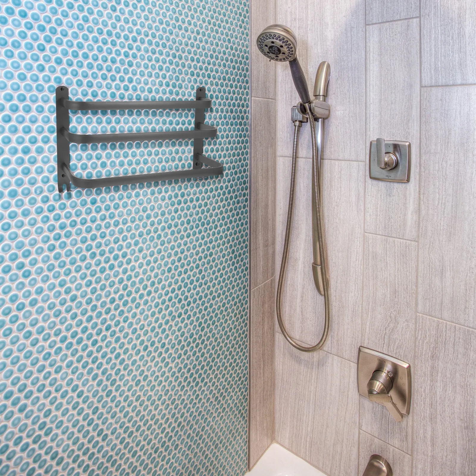 Bathroom Towel Shelf Aluminum Towel Rack Sturdy Wall Mounted Holder for Kitchen Bathroom Washcloth Hanger Multi-Functional