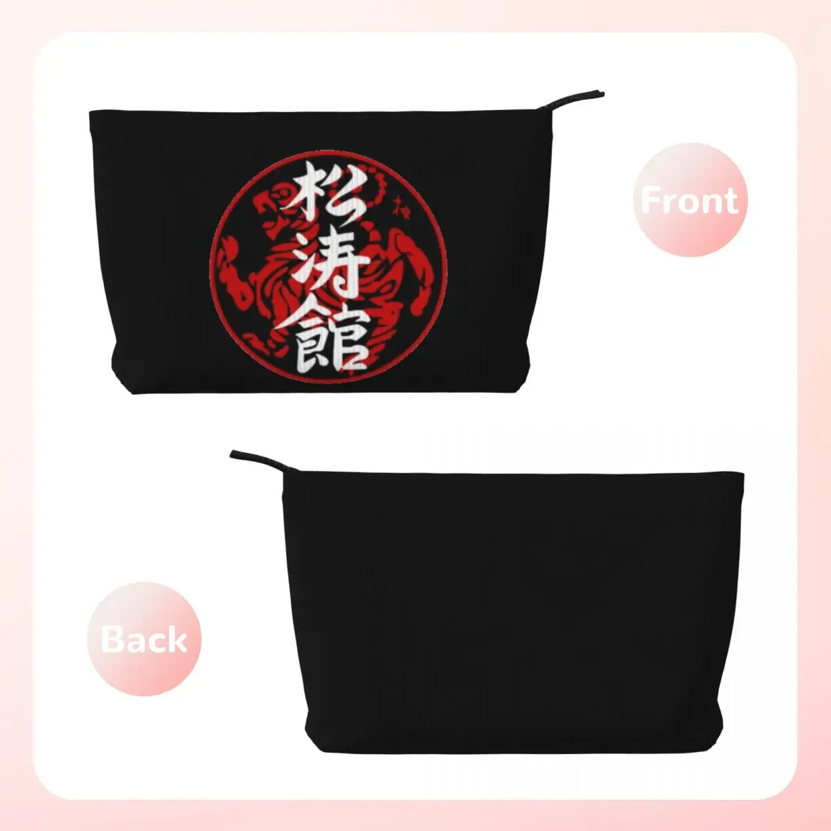 Shotokan Karate Corduroy Travel Cosmetic Bag Makeup Storage Bag Women Make Up Organizer Storage Clutch