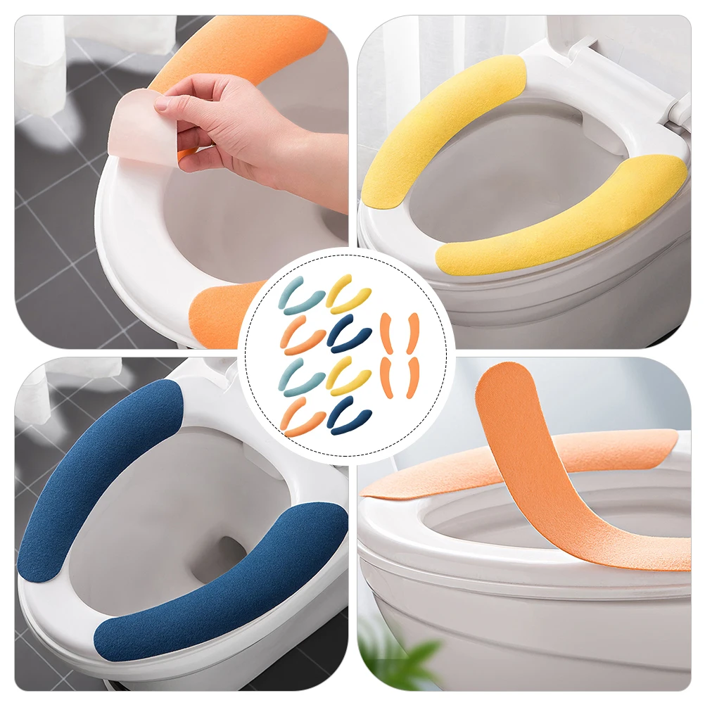 

Reusable Toilet Seat Cover Washable Cushion 12 Pairs Flannel Non Slip Mats Heater Pad For Bathroom Warmth Comfort