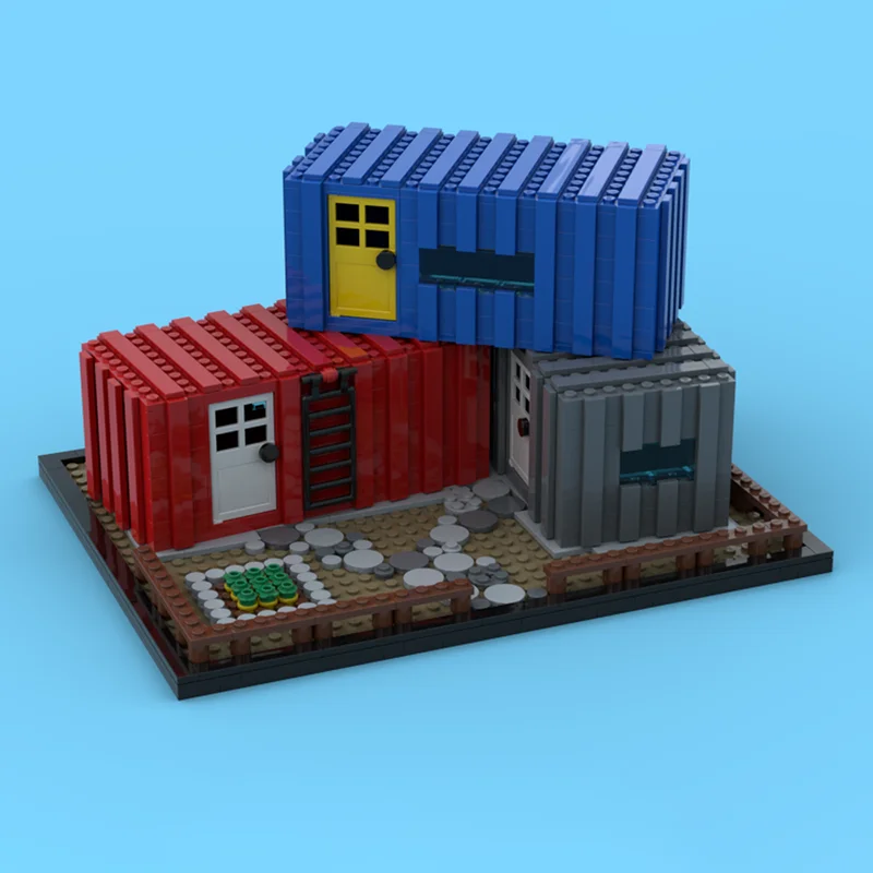 مدينة شارع عرض نموذج Moc قوالب بناء الحاويات منزل وحدات نموذج التكنولوجيا كتل عيد الميلاد لتقوم بها بنفسك لعبة هدية البناء #2