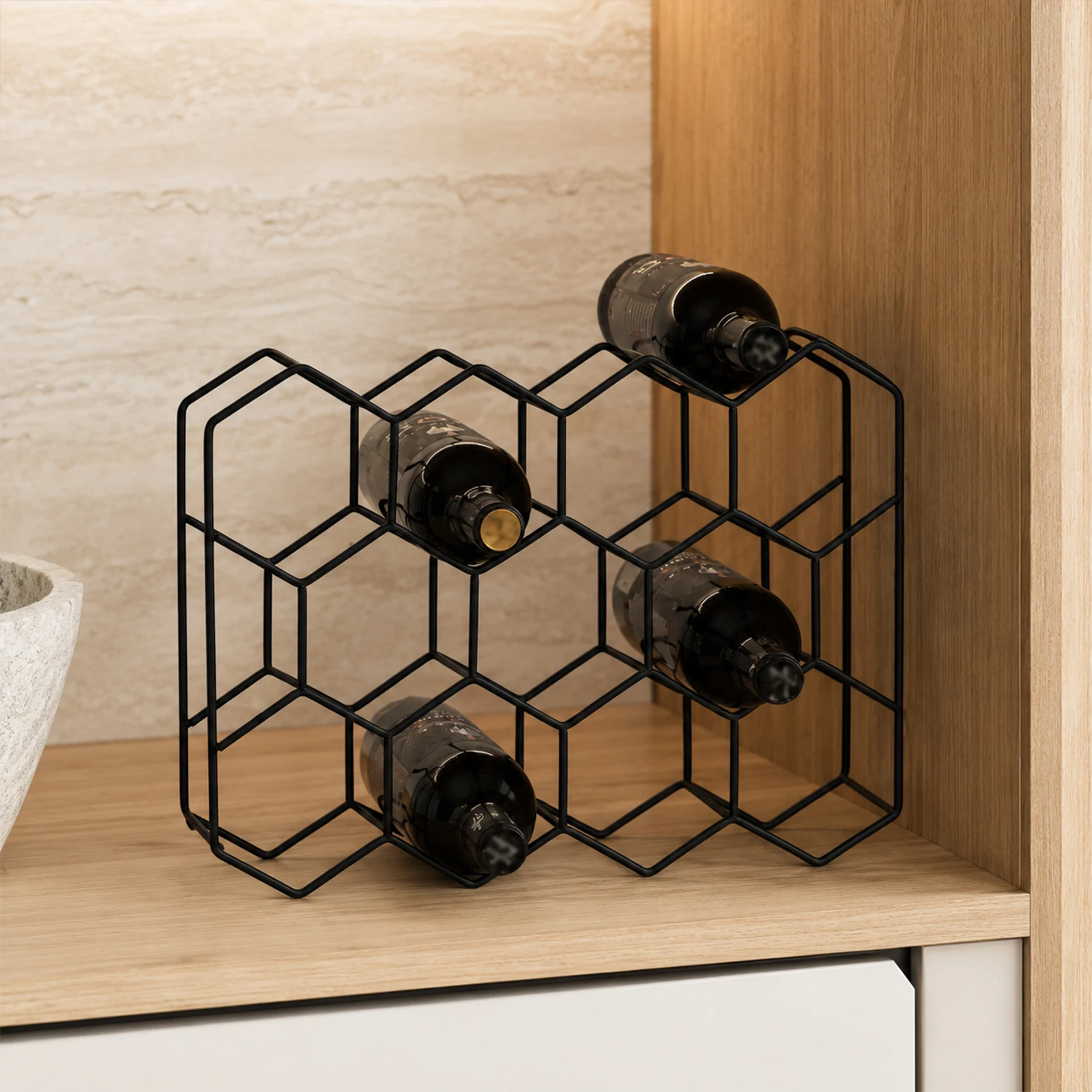 Portabottiglie da Vino in Filo Metallico a Forma di Diamante per 14 Bottiglie, da Appoggio o Autoportante, per Cucina, Casa, Bar, Armadio, Dispensa