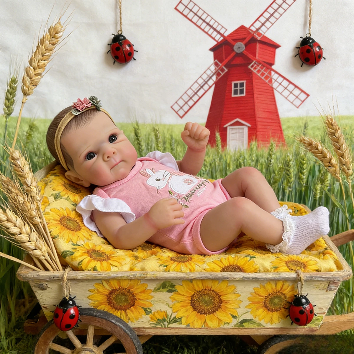 17” Reborn Newborn Doll Girl Bettie Hyper Realistic 3D Skin with Visible Veins, Pink Outfit Bebés Reborns