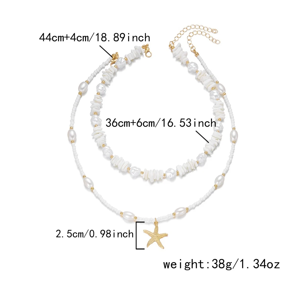 Sommerliche Muschel-Seestern-Imitationsperlen-Quasten-Anhänger-Halskette für Damen und Herren – Seepferdchen, Fisch, Muschel, Schildkröte, Delfin Choker-Schmuck – Detail 34