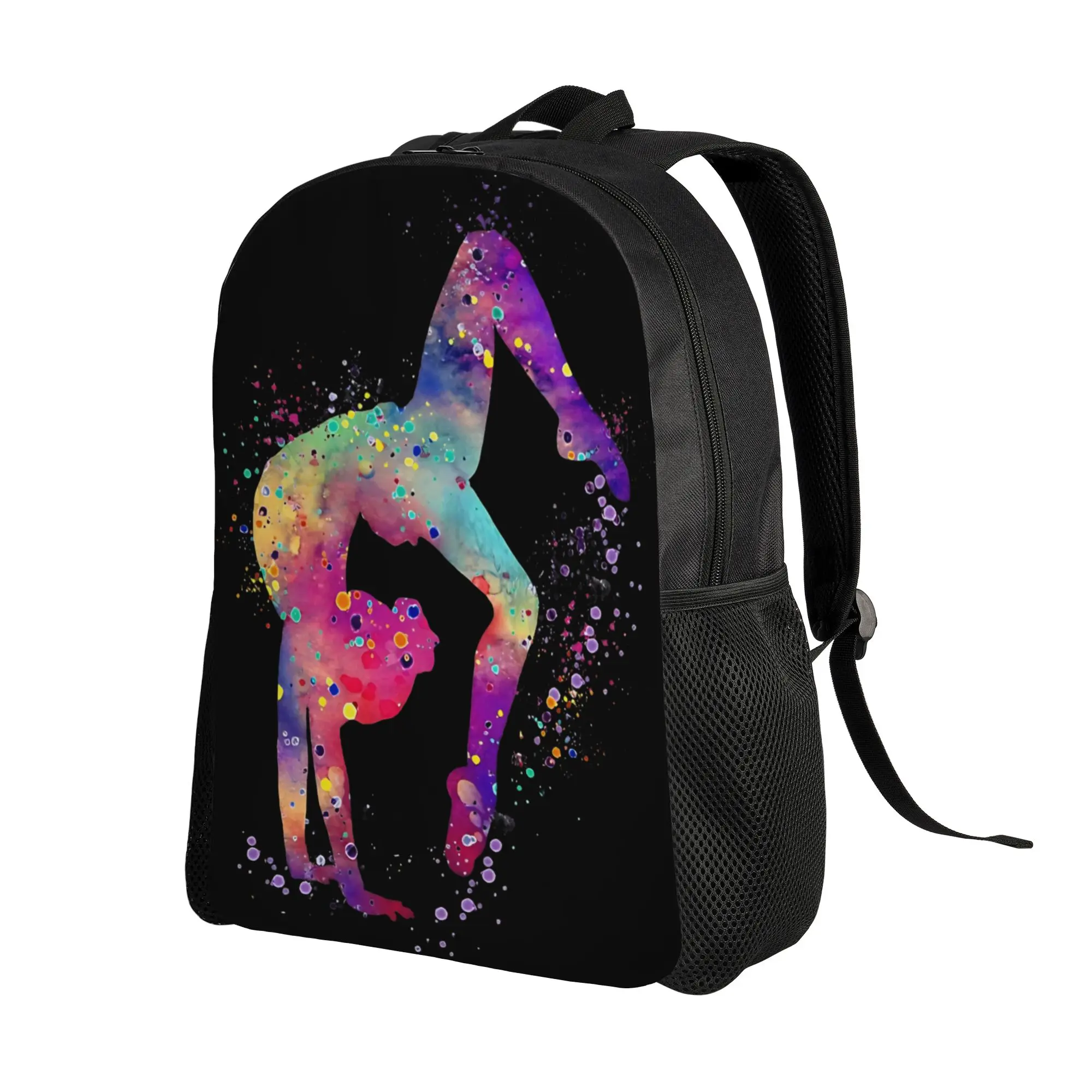 Gymnastics Girl Tumbling Colorful Watercolor Backpack  Daily Backpacks Student Unisex Custom School Bags Streetwear Rucksack