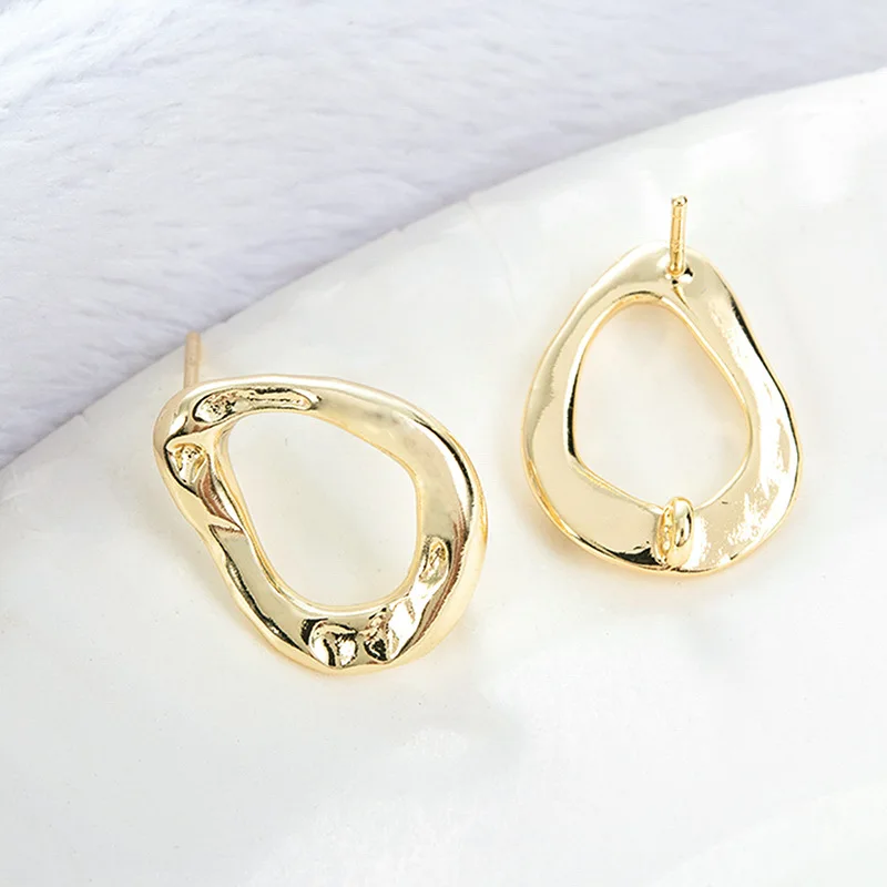 13*17MM 14K Gold Color Plated Brass Oval Stud Earrings High Quality Diy DIY Jewelry Making Finding Accessories