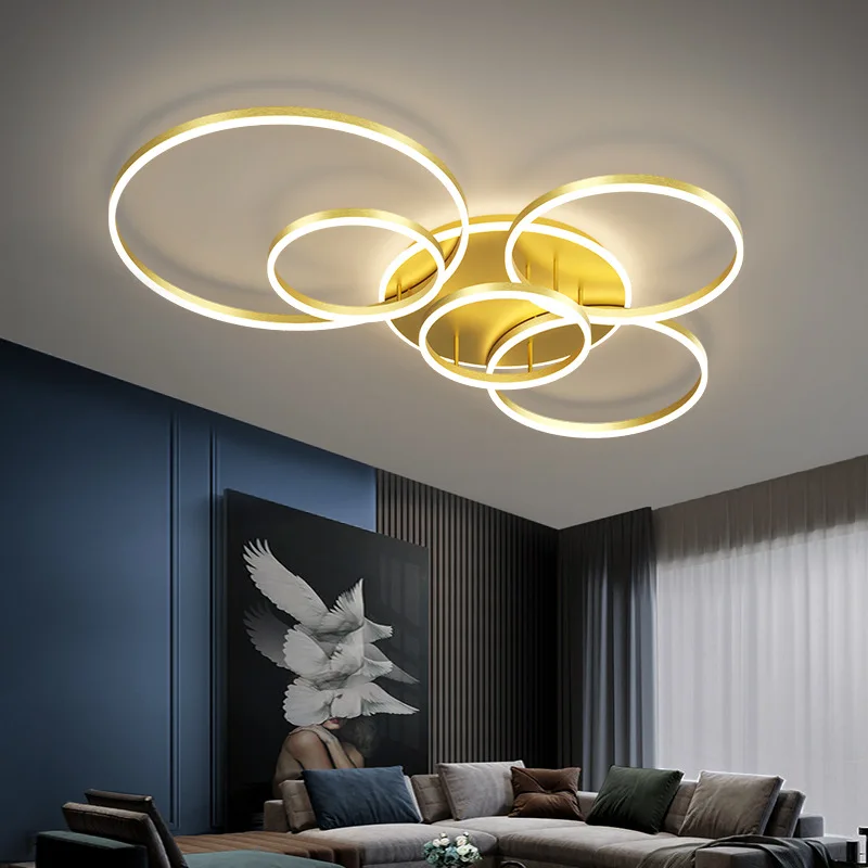 

Modern Simple Gold Black Aluminum Acrylic LED Circle Ceiling Lamp Bedroom Living Room Indoor Decor Dimming Lighting Fixture