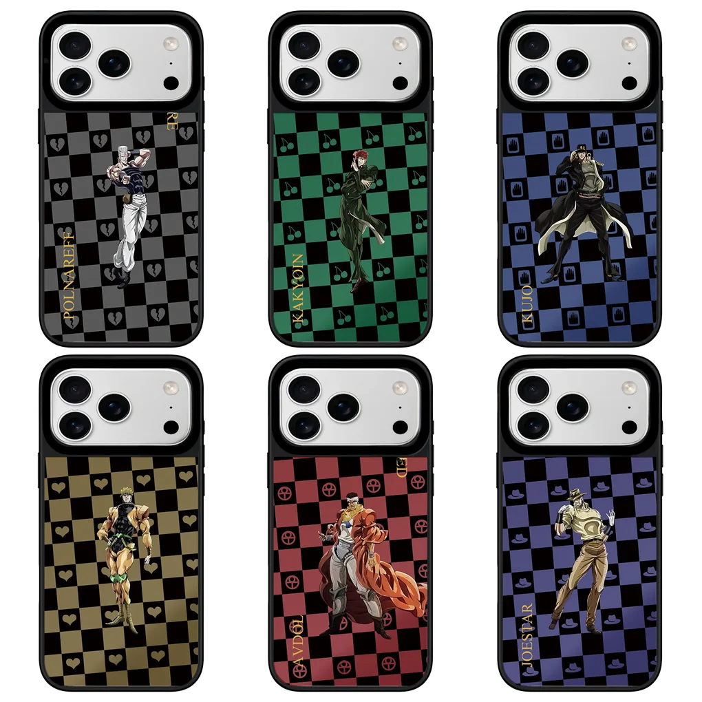 

Anime Plaid Mirror Surface Black Border Magnetic Phone Case Cover for IPhone 12 13 14 15 16 17 Pro Max Case