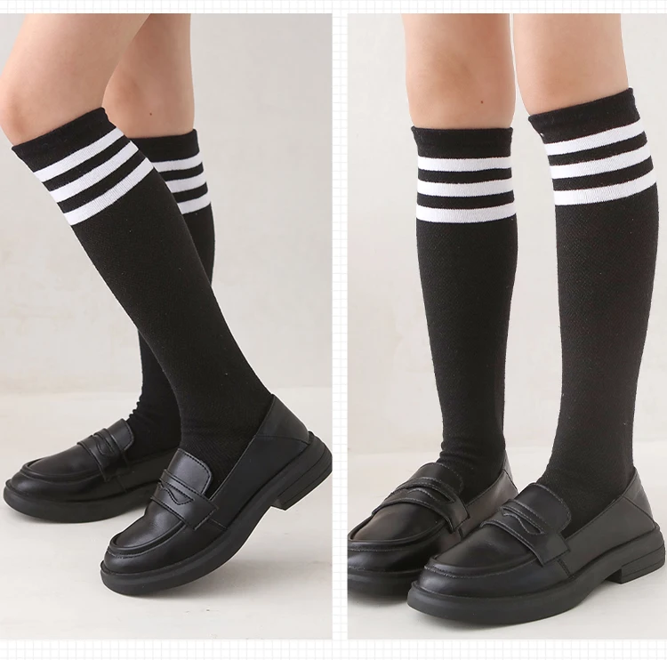 Frühlings- und Sommersocken für Kinder und Mädchen, atmungsaktiv, gestreift, niedliche Mittelrohrstrümpfe, Studenten-Overknee-hohe lange Socken – Detail 14