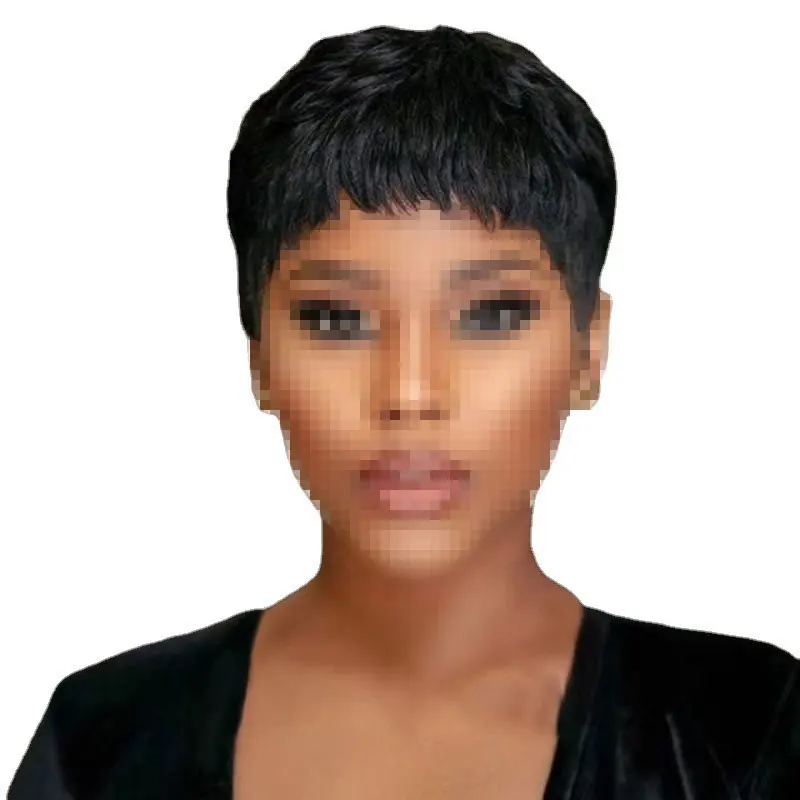 1Pc Short Synthetic Hair Pixie Wigs Pixie Cut Short Black Wavy Wigs Layered Short Hair Wigs for Black Women