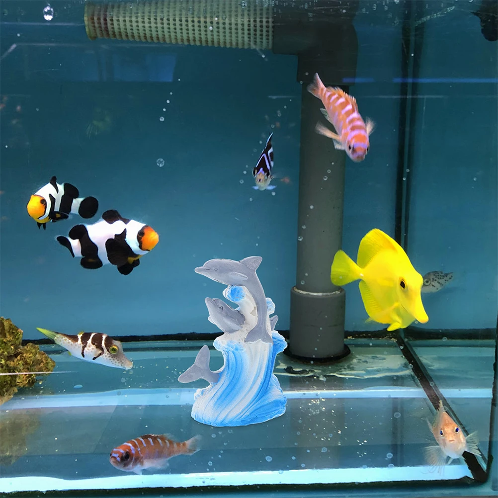 

2pcs Resin Figurines Dolphin Aquarium Decorative Statues Sea Animal Nautical Sculpture Home Decoration Stylish