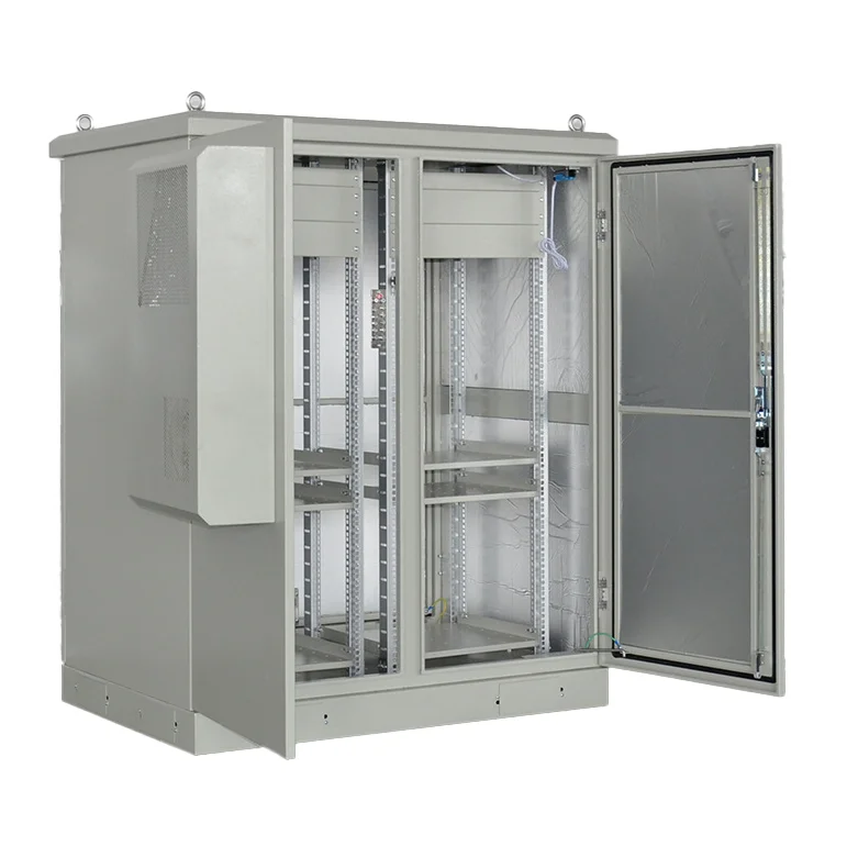 حامل إلكترونيات من سبائك الألومنيوم للمأوى من الفولاذ المقاوم للصدأ مجلفن IP55 حاوية طاقة للاتصالات الخارجية 1500 وات 19 رف معدني فولاذي