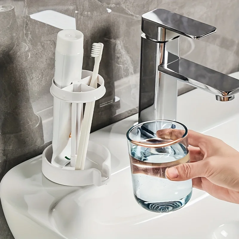 Bathroom Vanity Organizer Rack, Toothbrush Cup Holder for Sink, Counter and Restroom Storage
