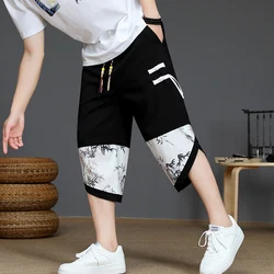 Capri pants Summer Cropped Shorts for Men Loose Radish Pants for Men 7-point Harun Pants Beach Chinese Style Lantern Pants