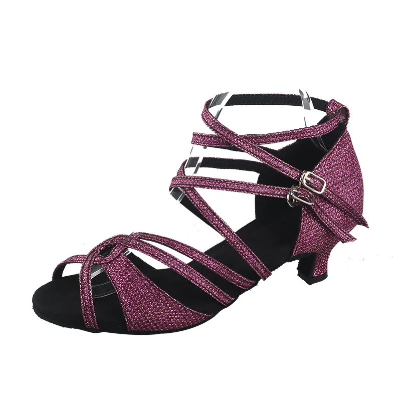 

Wedopus Customized Heel Purple Glitter Dance Shoes Women Latin Low Heel Fashion Party Dancing Sandals Ballroom Salsa Shoes