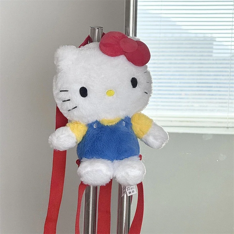 Mochila de felpa estética de Hello Kitty, diseño de Anime suave y esponjoso, bonita mochila escolar para niñas de gran capacidad con correas ajustables Kawaii