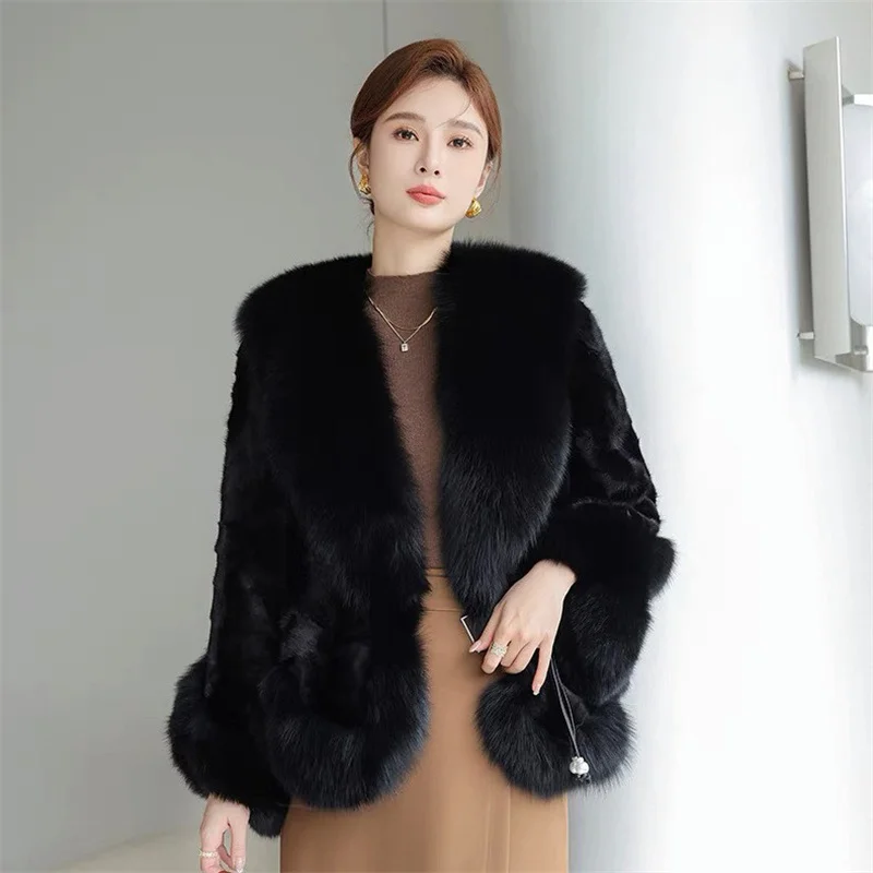 High End Imitation Fox Fur Fur Coat Women Winter Noble Luxury Black Fur Jacket Female Elegant Furry Outwear