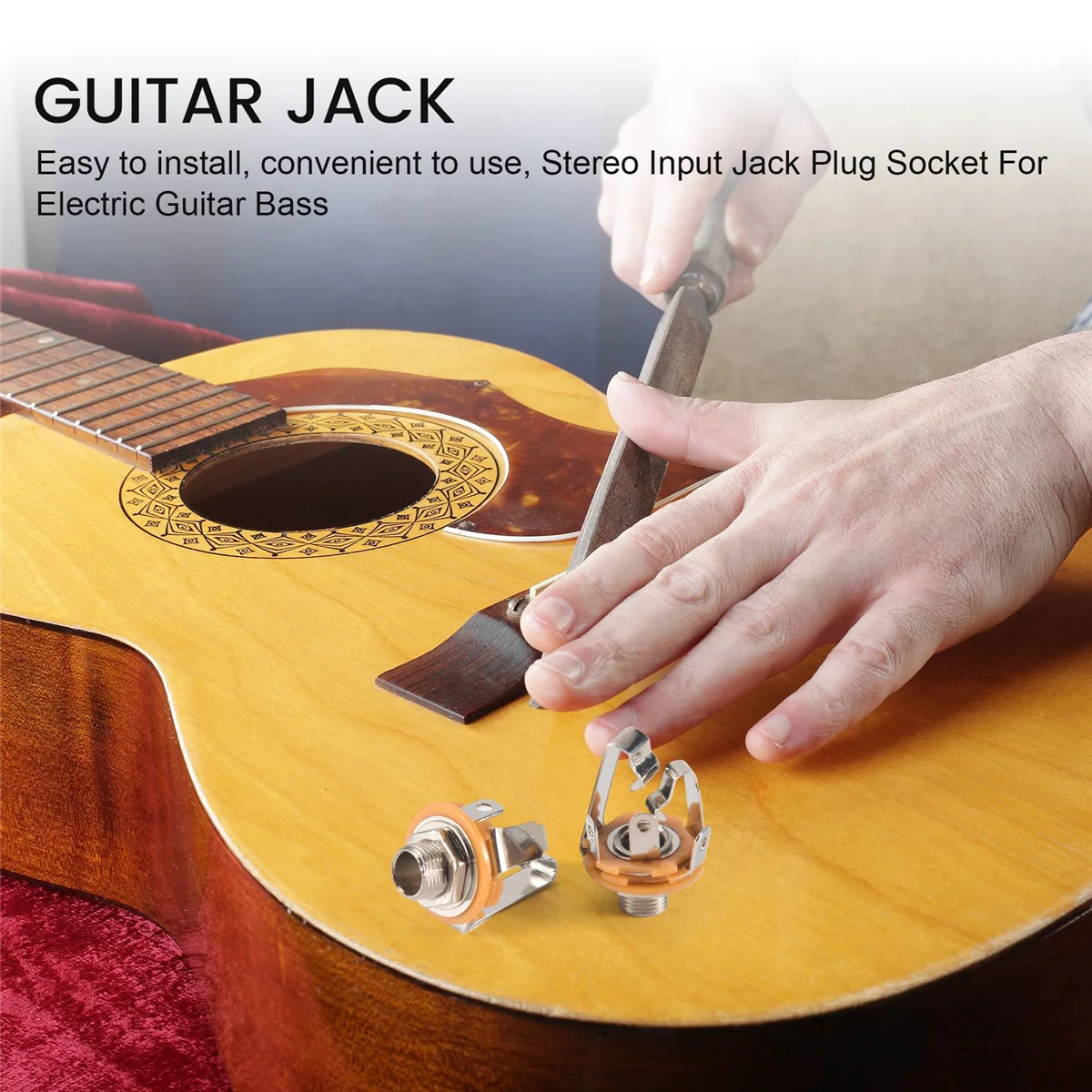 Enchufe de entrada estéreo para guitarra eléctrica, 2 piezas, 1/4 pulgadas, 6,35 Mm, para bajo, pastilla de salida, piezas de guitarra