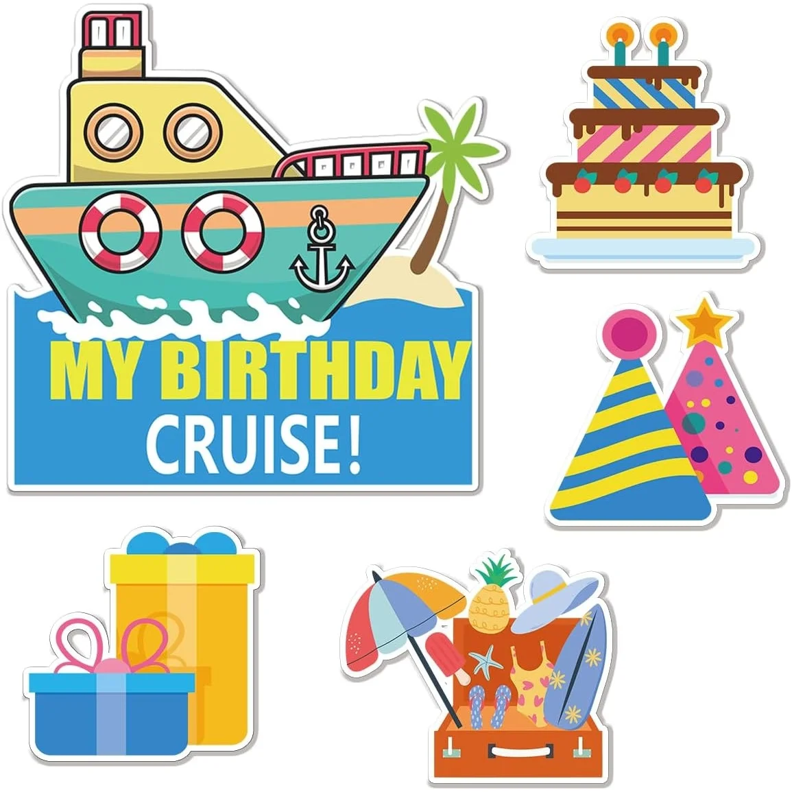 Cruise Stateroom Magnetic Decoration - 7 Pcs Funny Beach Ship Door Magnet Sticker Tropical Fridge Magnet Car Decor Pineapple Dri