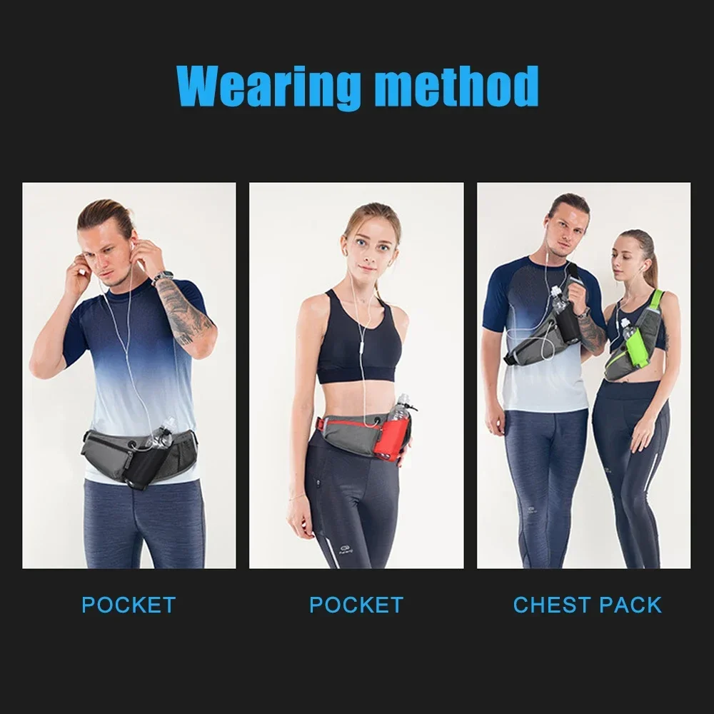 Breathable Back Hydration Waist Bag,Waterproof Running Fanny Pack with Bottle Pocket,Adjustable Nylon Strap and Reflective Strip