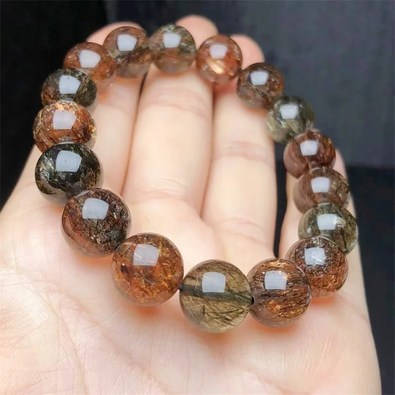 Natural Black Rutilated Quartz Super 7 Bracelet Women Healing Gemstone Crystal Strand Bangles Jewelry Holiday Gift 1PCS 10MM