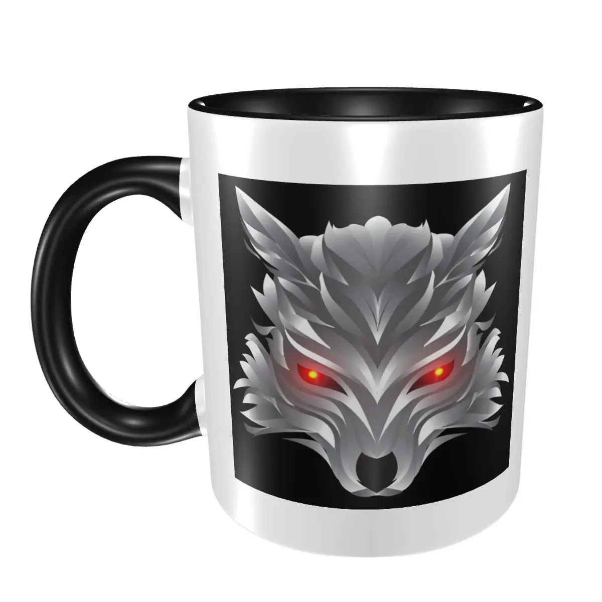 

White Silver Wolf Wolf Pack Mug Funny Ceramic Coffee Cups Tea Mugs Milk Cup Drinkware Gift for Woman Man